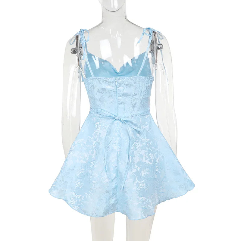 A-line mini dress with tie straps and floral embroidery detail - Marisol