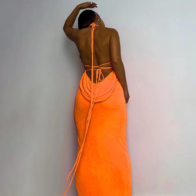 Elegant Maxi Dress with Open Back - Rinatia