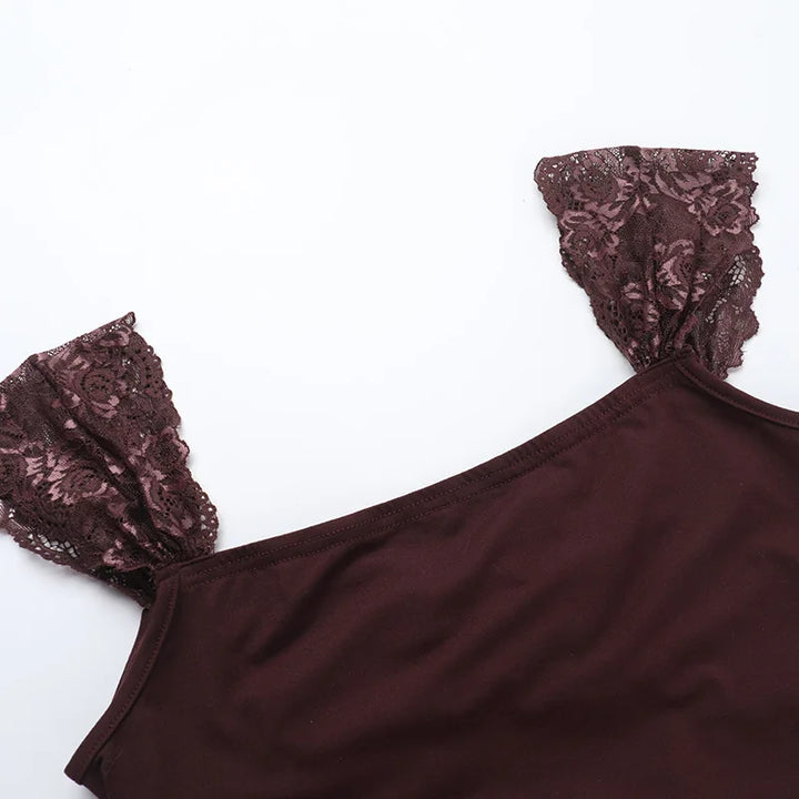 Mini Dress with Lace Detail and Cutout - Rita