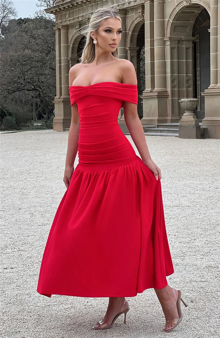Maxi off-shoulder dress - Tehila