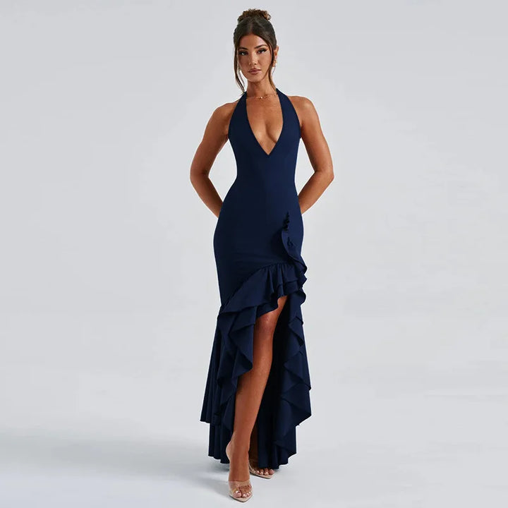 Maxi Dress with Ruffle and Open Back - Rosalina