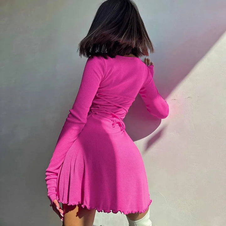 Mini dress decorated with ties - Shaia