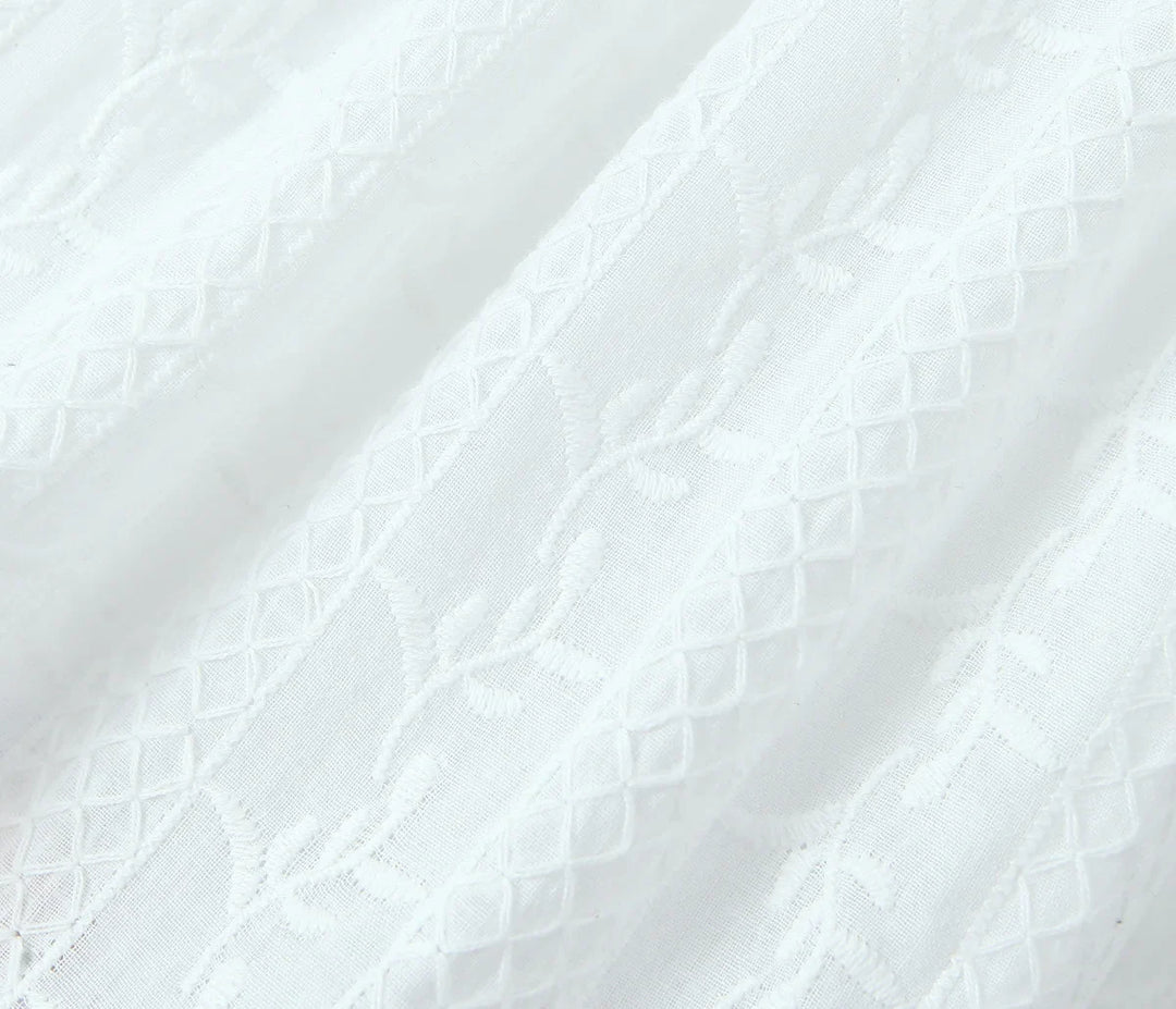 Mini Dress with Embroidery and Button Detail - Shaked