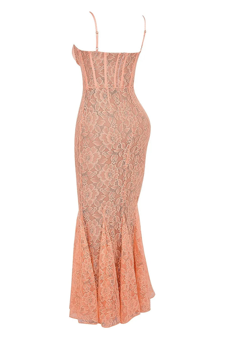 Lace Mermaid Maxi Dress with Corset Design - Jazlyn