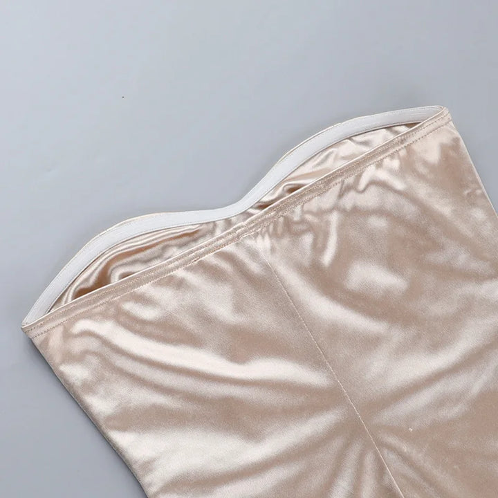 Mini Strapless Satin Ruffle Dress with Asymmetric Design - Lolita