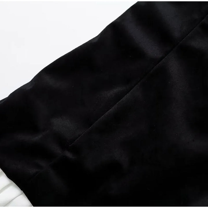 Strapless Velvet Mini Dress with Pleated Skirt Design - Evie