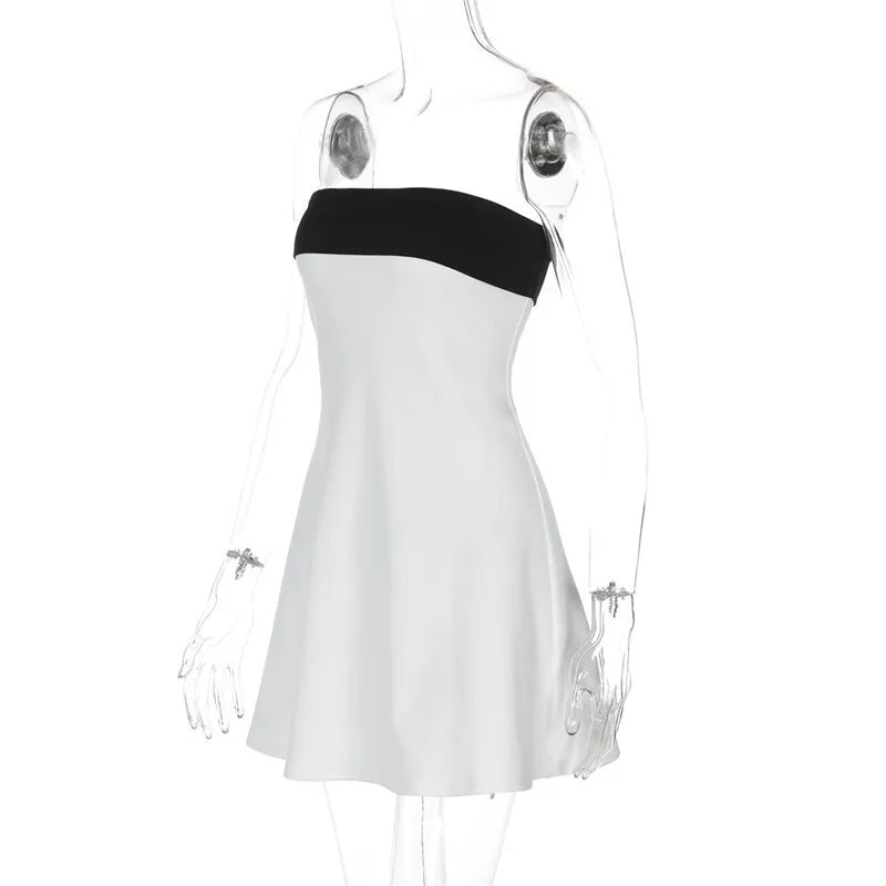 Monochrome Strapless Mini Dress - Kai