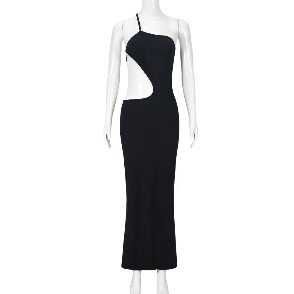 Maxi dress with open back and exposed midriff design - Halsey