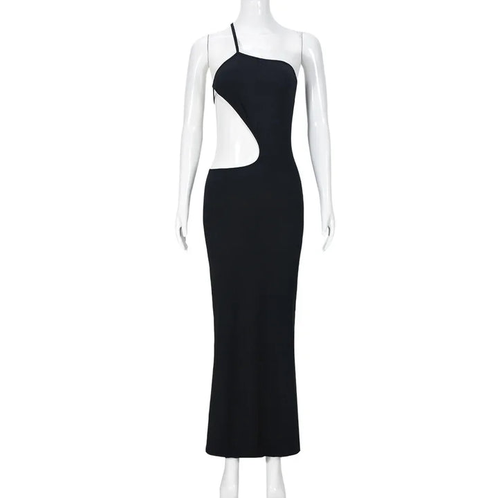 Maxi dress with open back and exposed midriff design - Halsey
