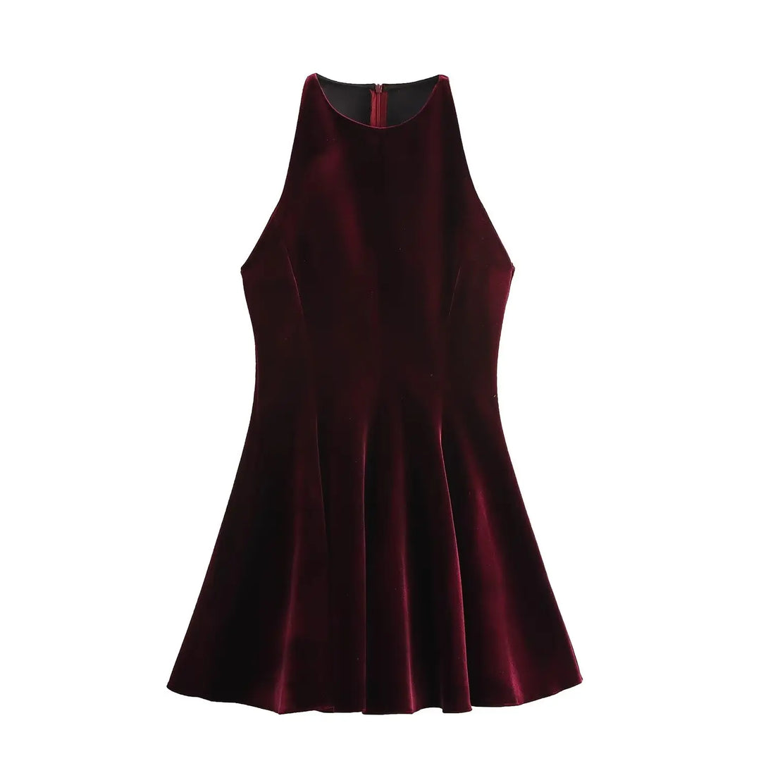 Velvet Mini Dress with A-Line Cut - Sydney
