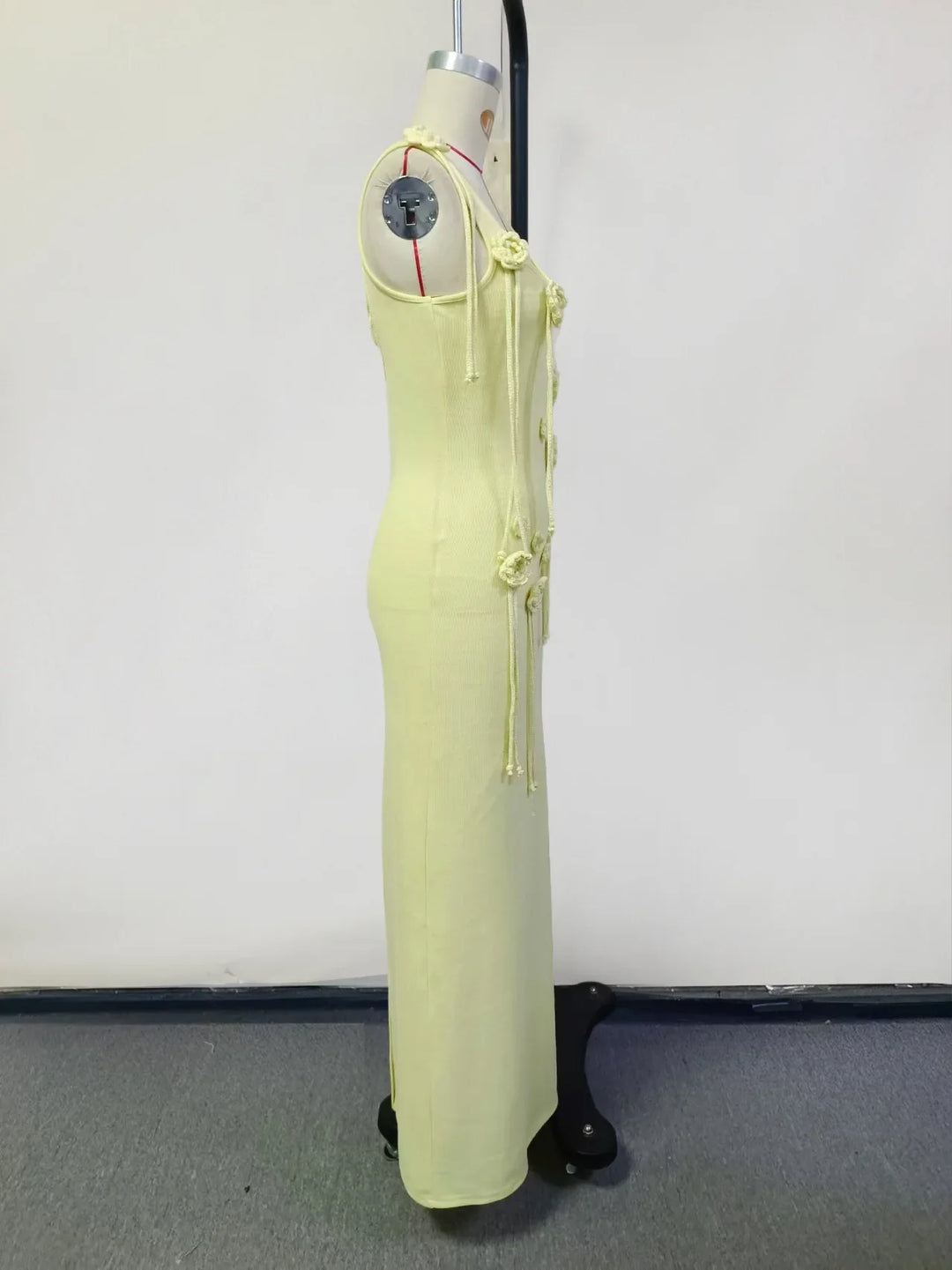Knitted Beach Maxi Dress with Flower Appliqué Detail - Holly