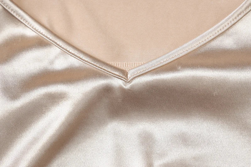 Open Back Satin Maxi Dress with Slit and Matching Scarf Decoration - Felicia
