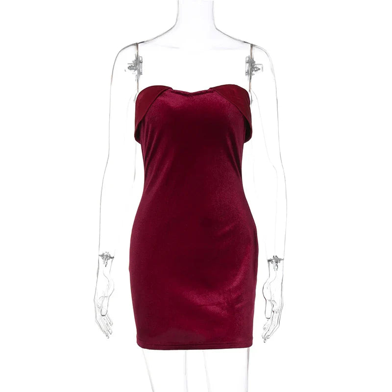 Velvet Strapless Mini Dress - Dorin