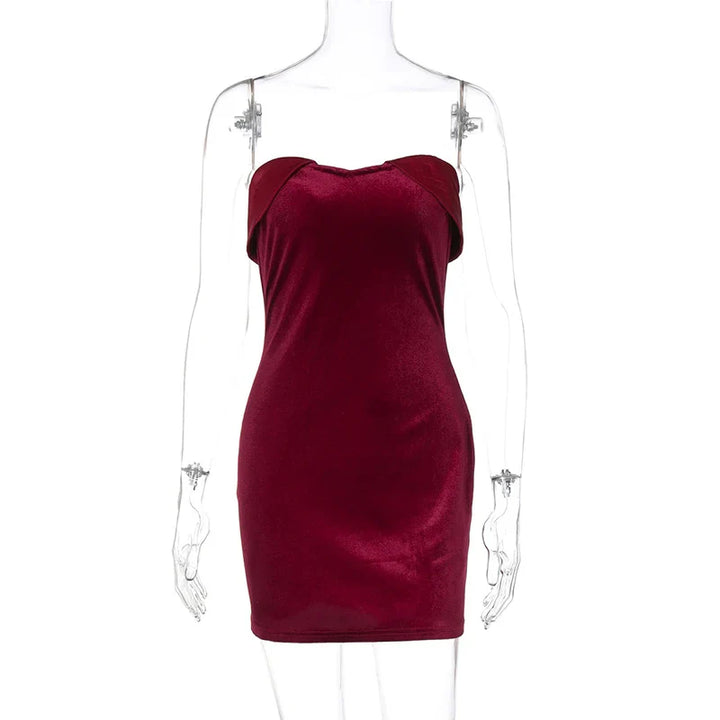 Velvet Strapless Mini Dress - Dorin