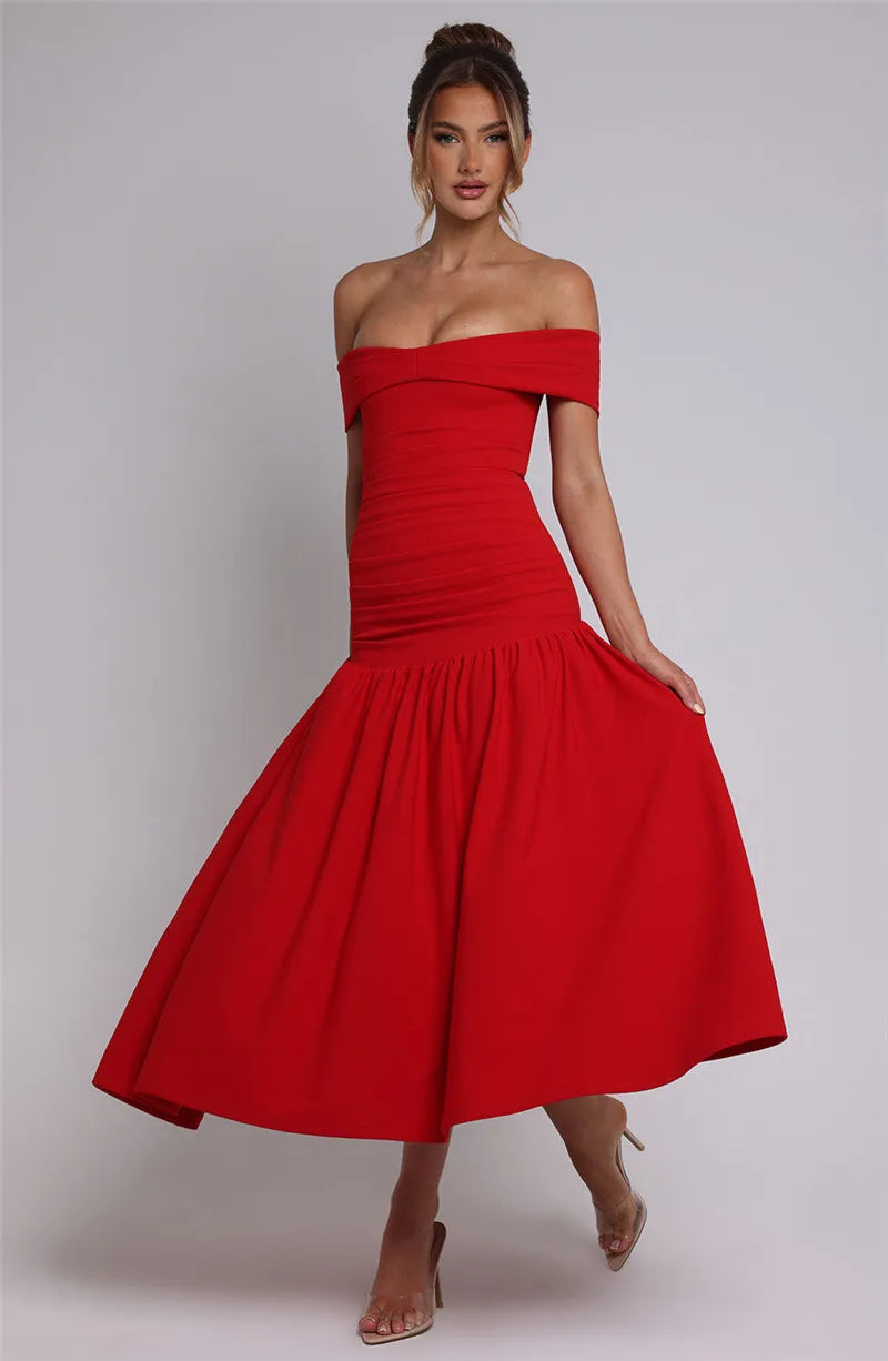 Maxi off-shoulder dress - Tehila