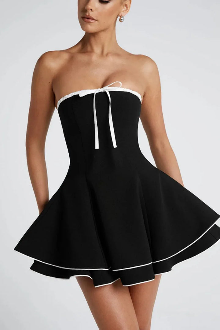 A-line Strapless Ruffled Mini Dress - Jolie
