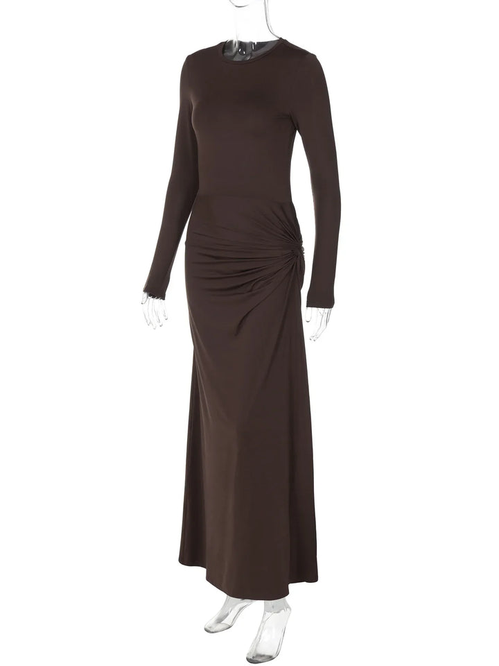 Maxi Dress with Ruching and Deep Slit - Diane