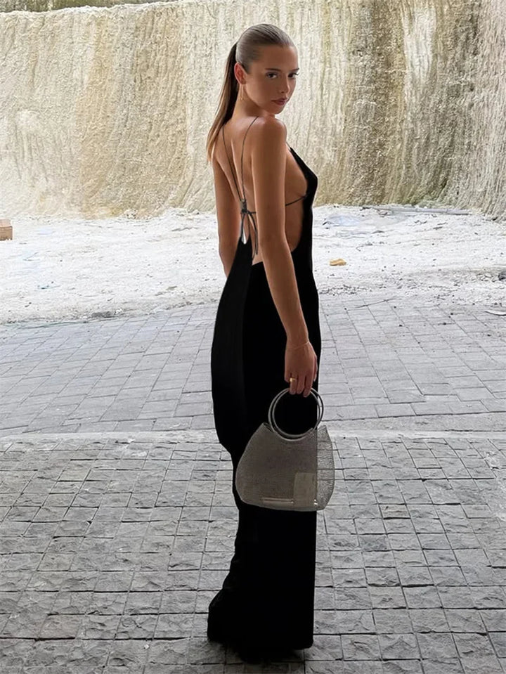 Knitted maxi dress with an open back - Louis