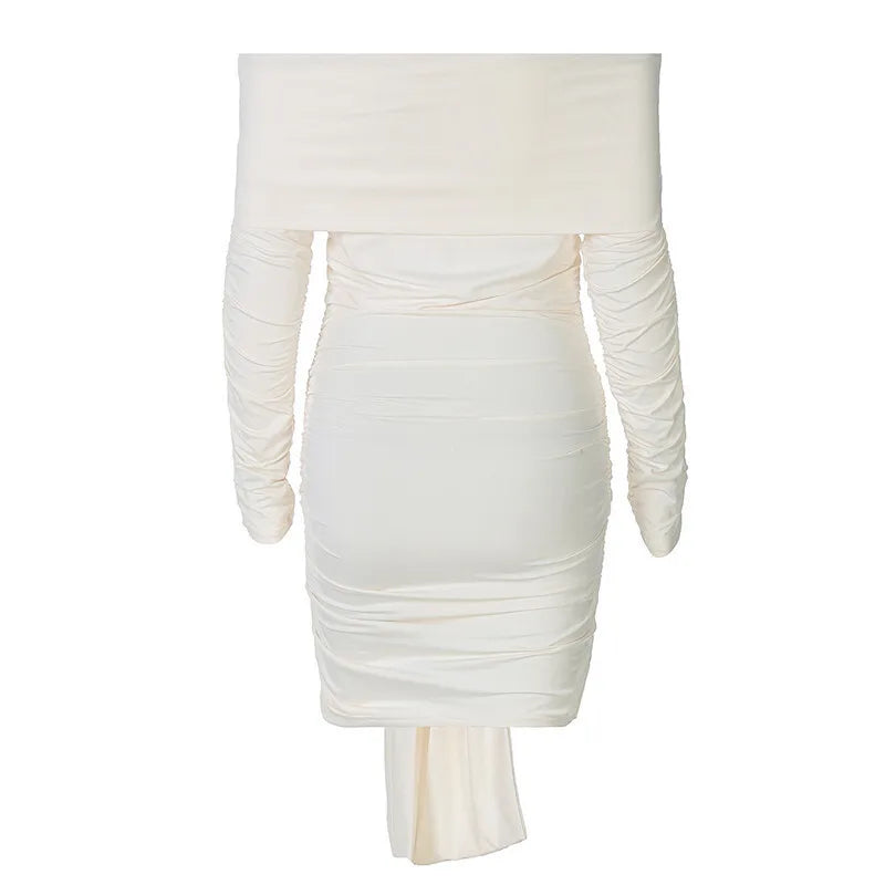 Mini dress with ruching, off-shoulder, and tie decoration - Alice