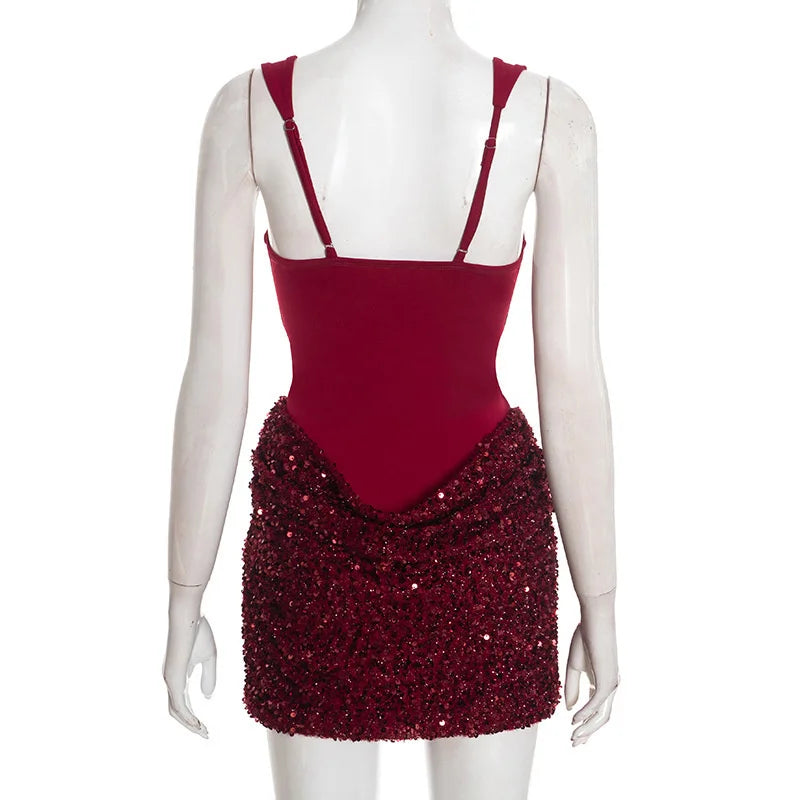 Mini Dress with Sequin Design - Rozan