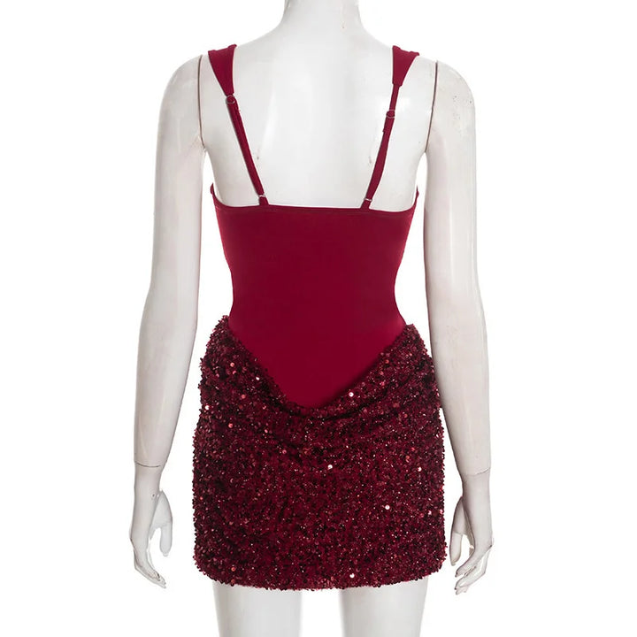 Mini Dress with Sequin Design - Rozan