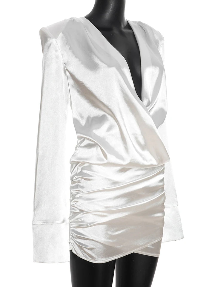 Satin Mini Dress with Pleats - Roxana