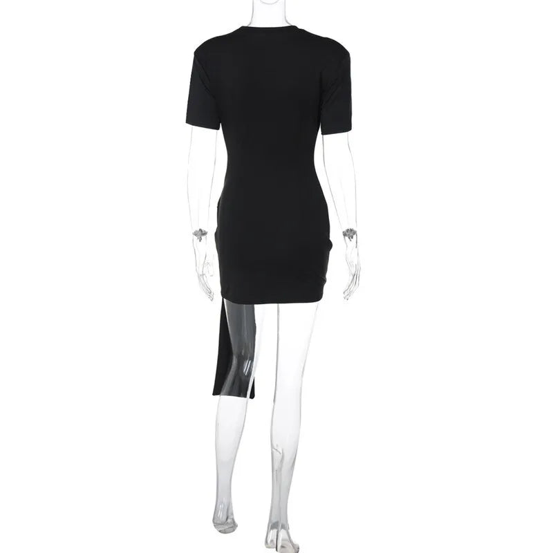 Mini dress with special design, buckle, and train decoration - Morgan