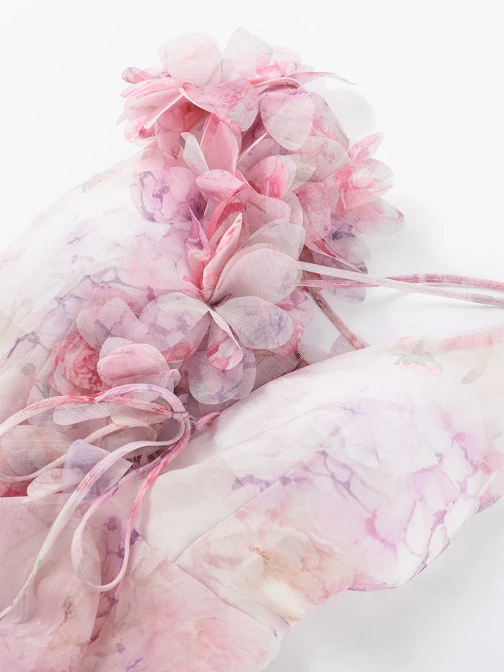 3D Floral Ruffled Mini Dress - Isabella