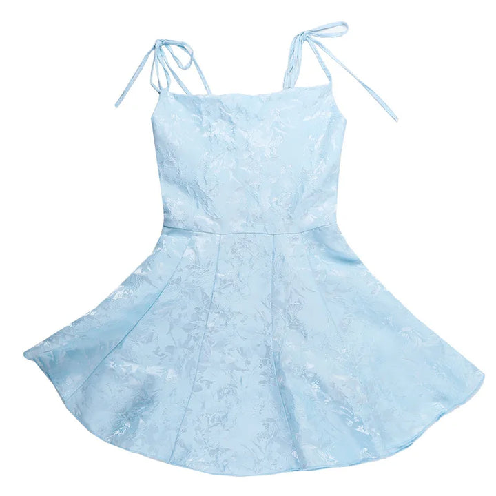 A-line mini dress with tie straps and floral embroidery detail - Marisol