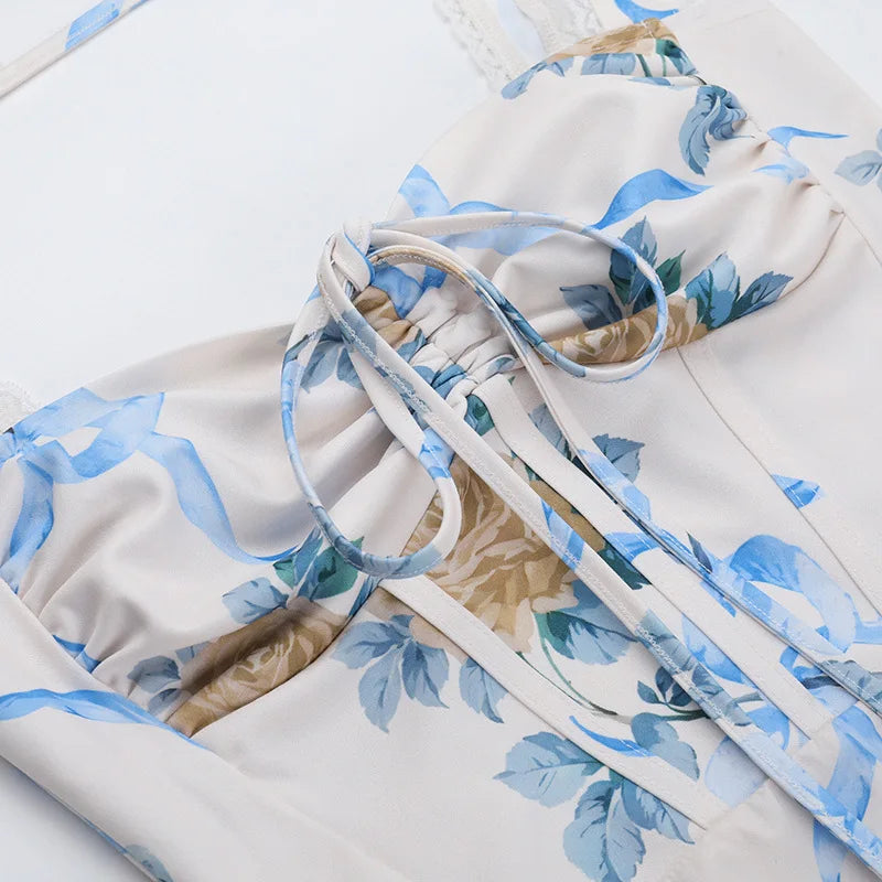 Elegant floral print midi A-line dress - Florine