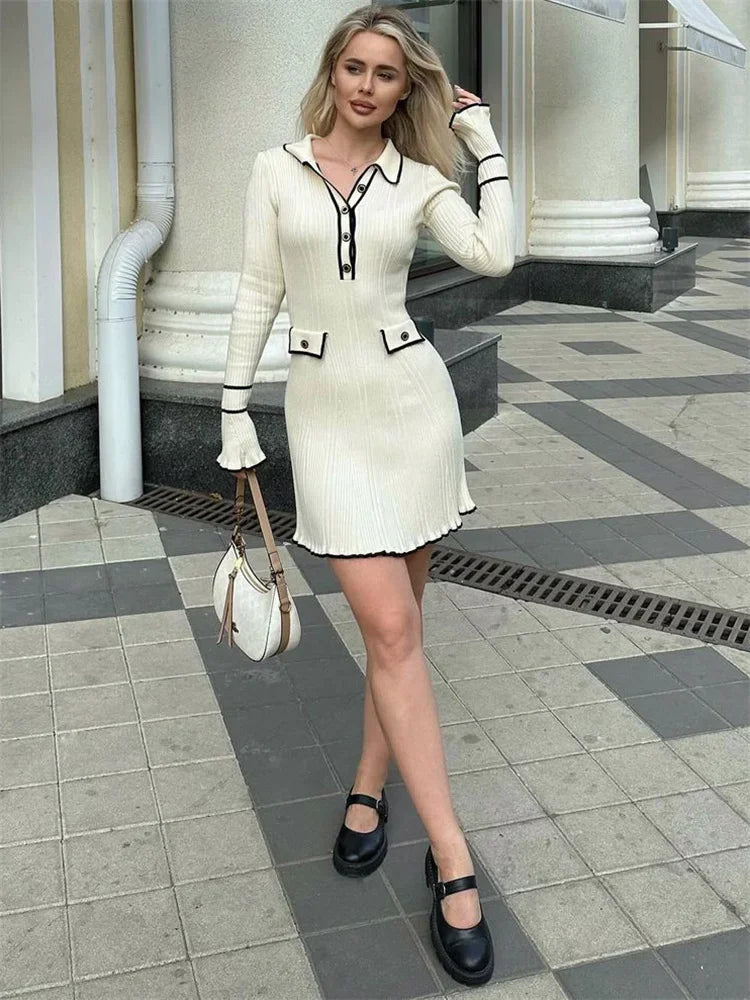 Knitted Maxi/Mini Dress with European Design - Marceline