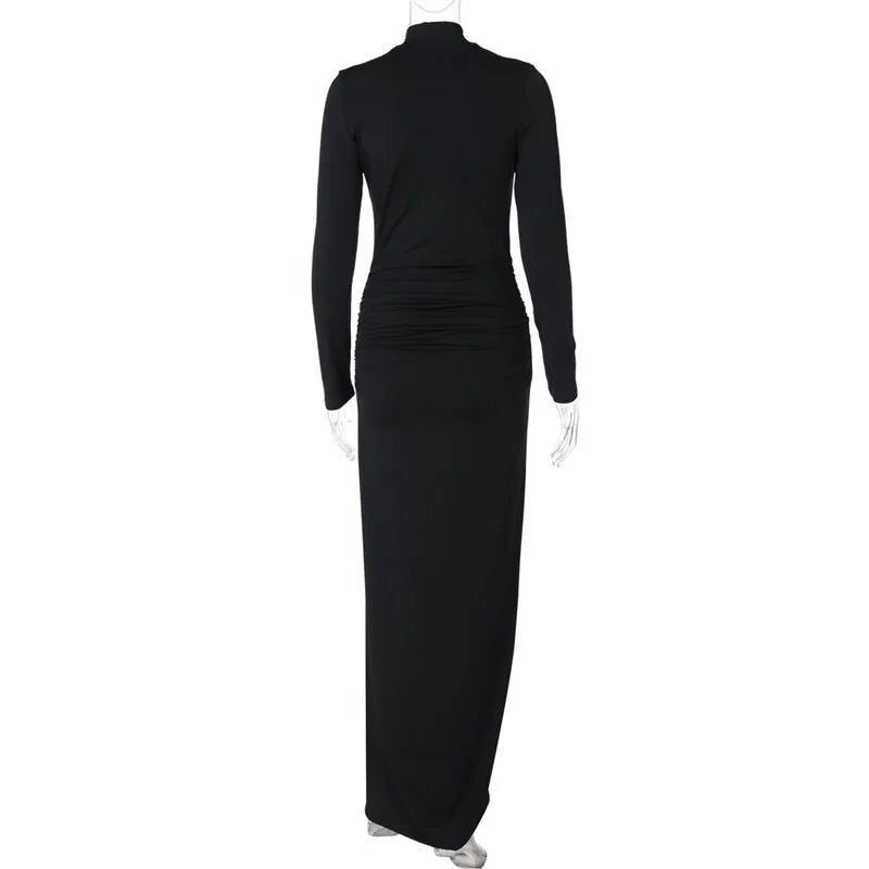 Maxi Dress with Deep Cutout and Slit Design - Athena
