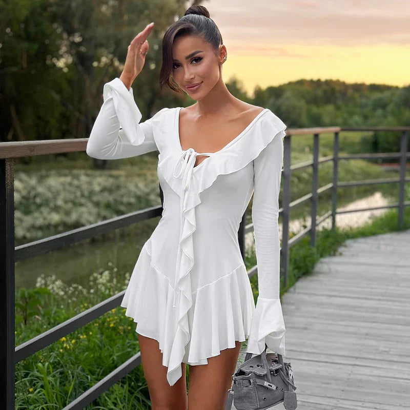 Mini Dress with Ruffle and Bell Sleeves - Philly