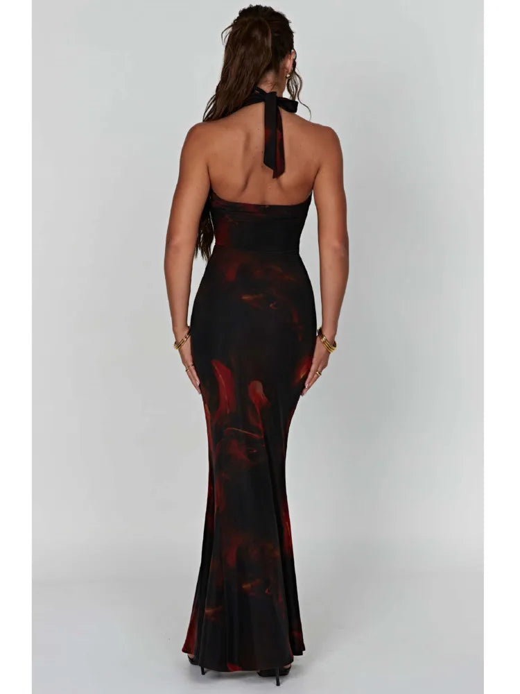 Maxi Dress with Dropped Collar and Open Back - Azariah