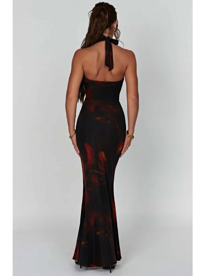 Maxi Dress with Dropped Collar and Open Back - Azariah