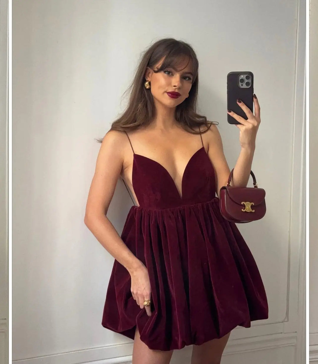 Velvet Mini Balloon Dress with Open Back - Myla