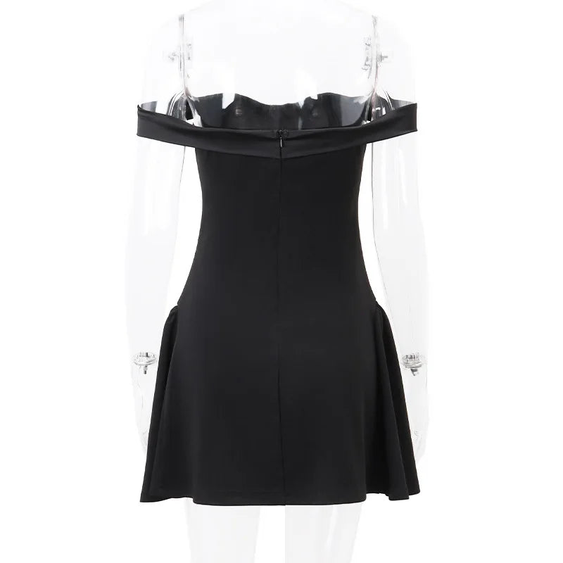 Mini Dress with Velvet Detail and Off-Shoulder - Estefania