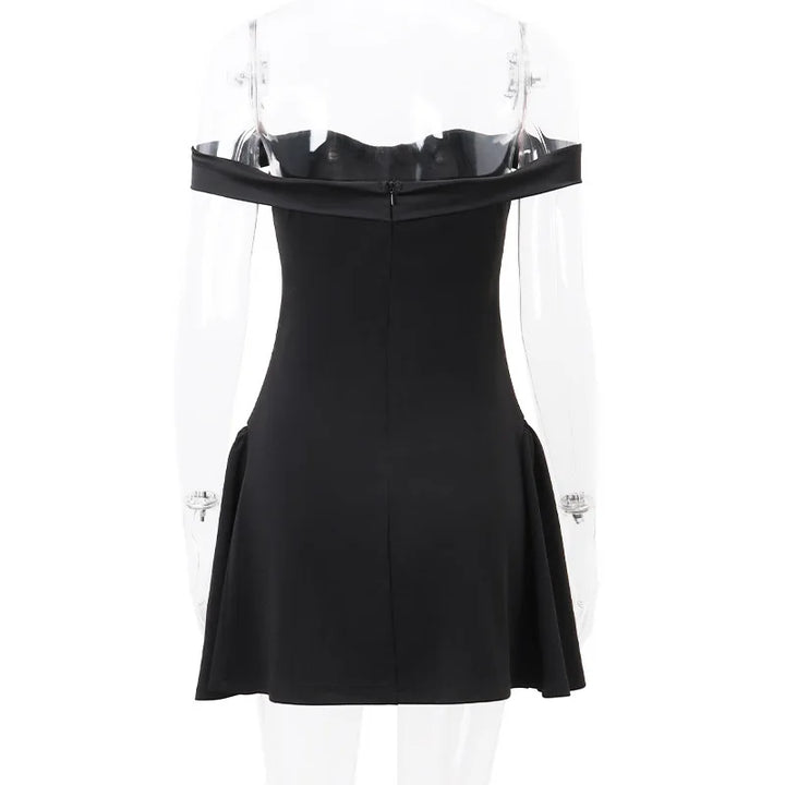 Mini Dress with Velvet Detail and Off-Shoulder - Estefania