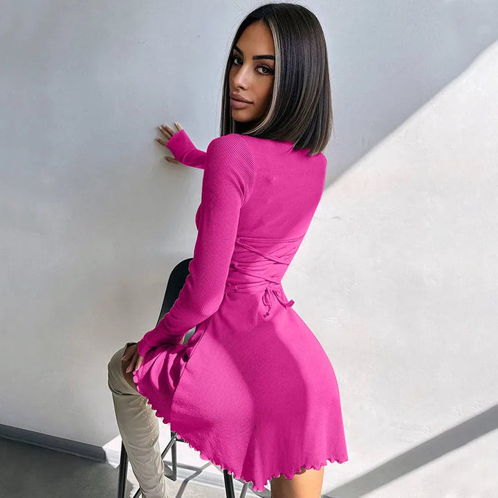 Mini dress decorated with ties - Shaia