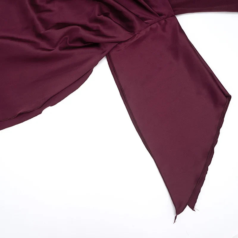 Midi Dress with Satin Design and Asymmetric Length - NIRA