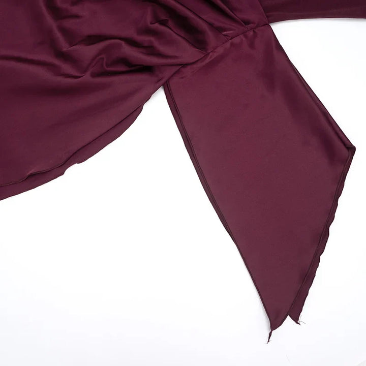 Midi Dress with Satin Design and Asymmetric Length - NIRA