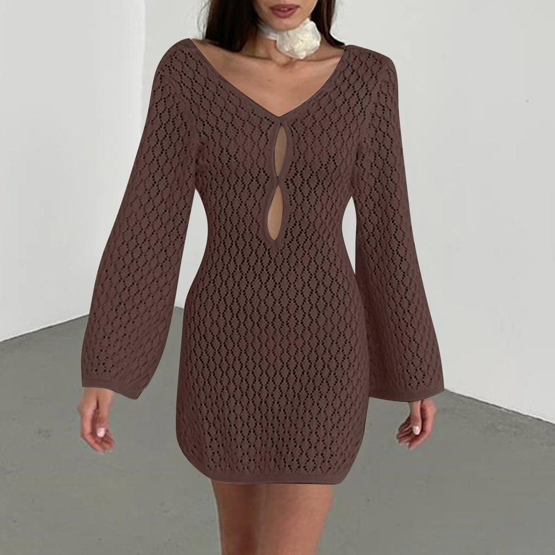 Knitted Mini Beach Dress with Open Back - Keira