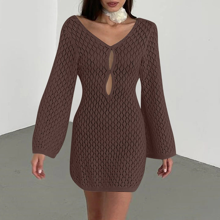 Knitted Mini Beach Dress with Open Back - Keira