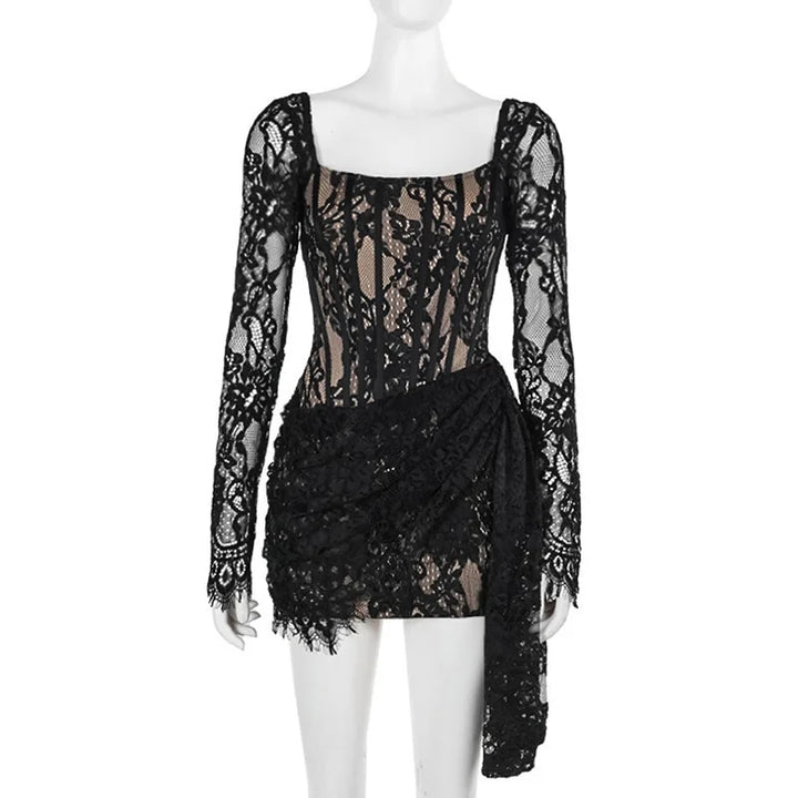 Lace mini dress with corset design - Ella Lee