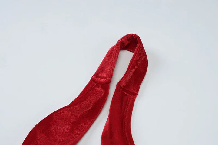 Velvet maxi dress with tie decoration - Marianela