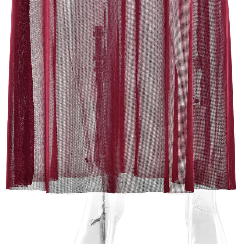 Mesh maxi dress with ruching design - Gvan