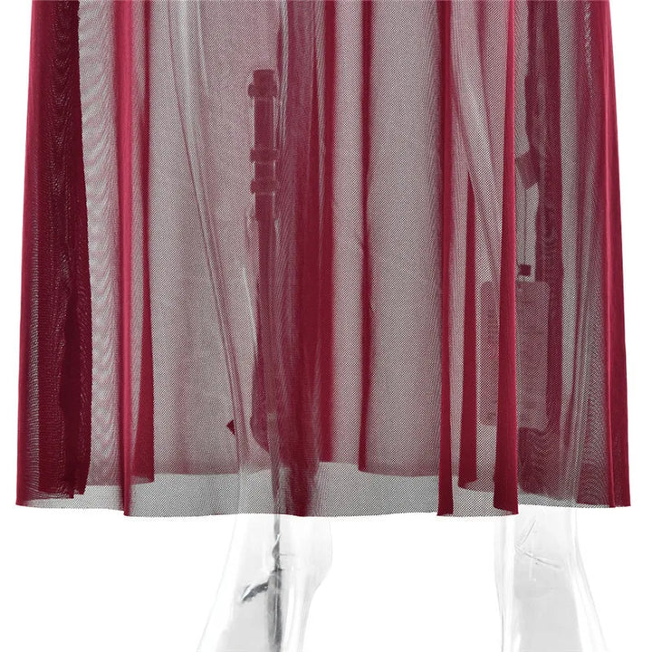 Mesh maxi dress with ruching design - Gvan