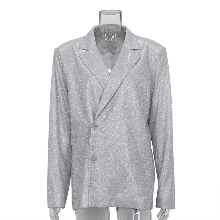 Three-Piece Sequin Suit with Bra, Blazer, and Long High-Waisted Pants - Pasha