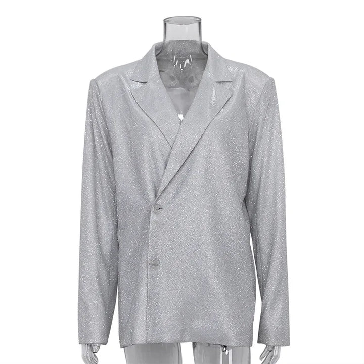Three-Piece Sequin Suit with Bra, Blazer, and Long High-Waisted Pants - Pasha