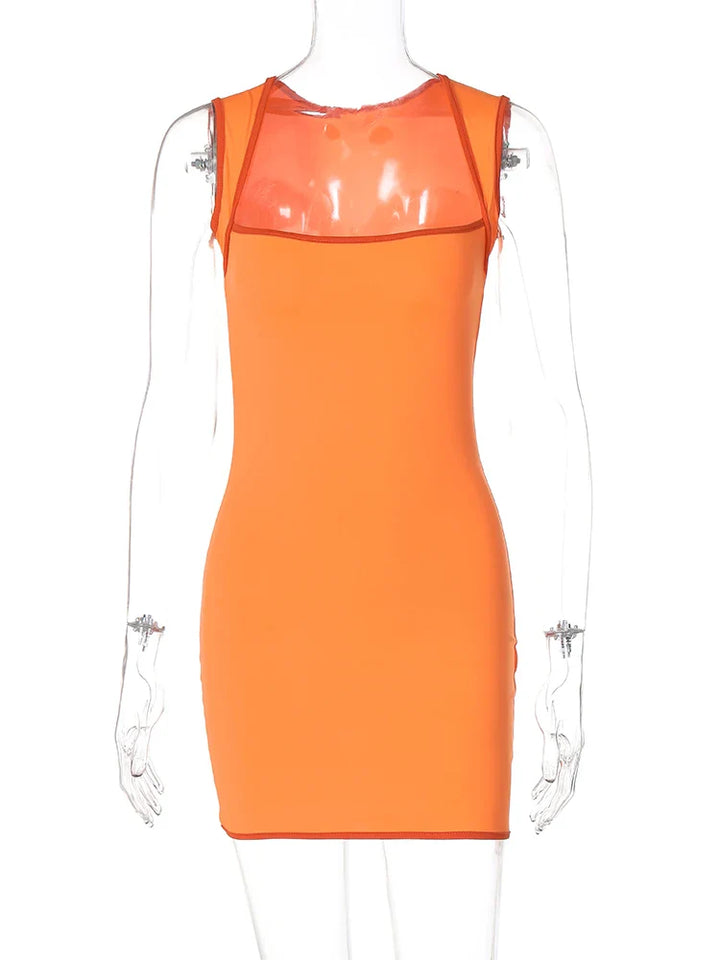 Fitted Mini Dress - Brick